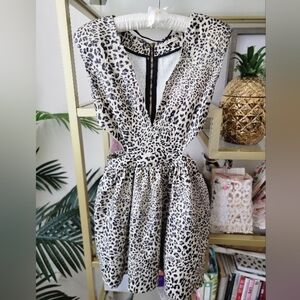 🐆 Animal Print Shimmer Cut Out Mini Dress - Women's Size Small 🐆